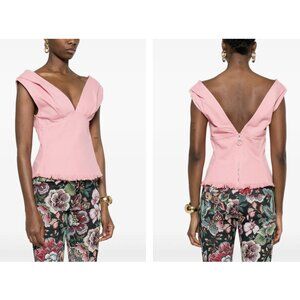 MARQUES' ALMEIDA Fringed Hem Top in Drill Pink Denim Preppy Feminine Y2K NWT